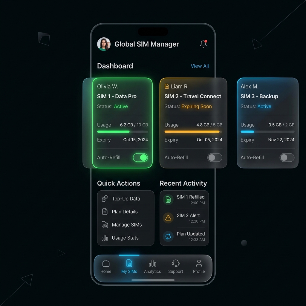 KeepSIMs App Interface Dashboard